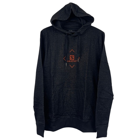 NEW Salomon Shift Hoodie Mens M Black Cotton Blend Front Logo Kangaroo Pocket - Picture 4 of 9